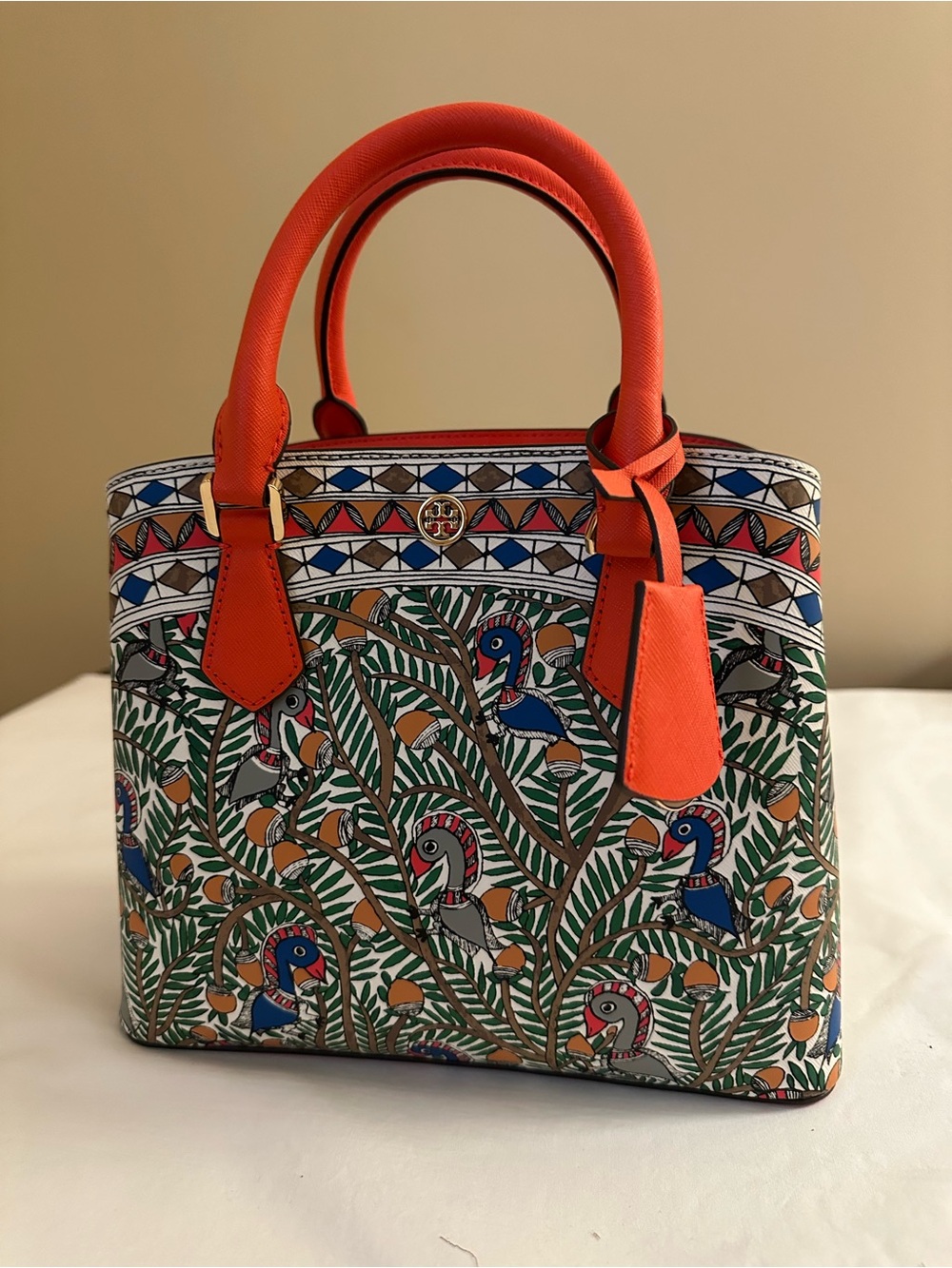 Brand new TORY BURCH special edition print leather satchel